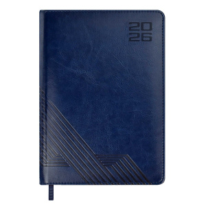 Ежедневник дат. 2026г А5 176л., кожзам, тв.пер. "Сариф синий" блинт.тисн., ляссе