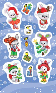 Наклейки новогодние "Зайчик" 15*9см