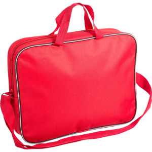 Папка А4 (350*270*70) с ручками, молния, ткань  Красная, с ремнём