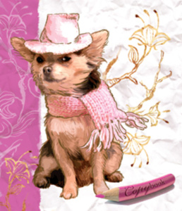 Блокнот А6  40л гребень "Стильные собачки" клетка, УФ-лак