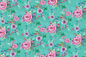 Бумага упаковочная 70*100см  "Розы" сложенная в пакет с европодвесом