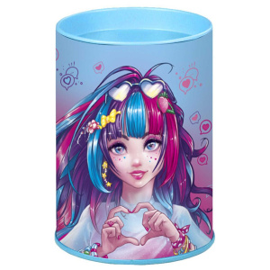 Копилка-подставка для канцелярских принадлежностей металл "Девушка с сердцем" 10,4*7,5*7,5см