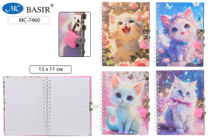 Записная книжка с замочком А6  48л. "Кошки"