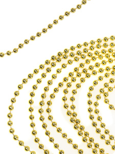 Бусы декоративные   1м, "Новогодние шарики" пластик, в инд. упаковки, золото