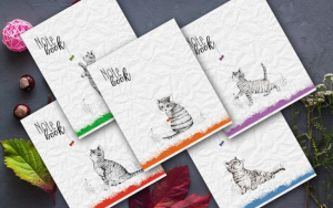 Тетрадь А5 48л кл. ПЗБМ "Котёнок с бантиком" твин УФ-лак, белизна 100%