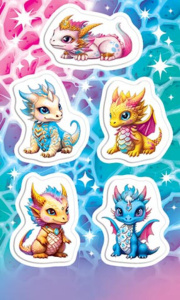 Наклейки новогодние "Дракончик" 15*9см