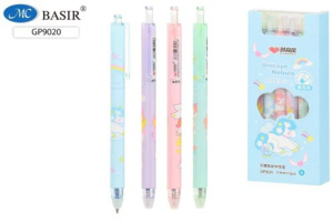 Ручка гелевая стираемая, автомат. Basir "Единорог" синяя, 0,5мм