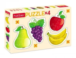 Пазл 4в1 200*140мм.  5+6+7+8 элементов "Яркие фрукты"