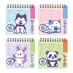 Блокнот 90*90мм пласт.обл.  60л "Pocket journal. Kawaii animals" лин
