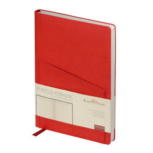 Ежедневник недат. А5 136л., мягк.пер., иск.кожа "Barcelona. Красный" ляссе, карман