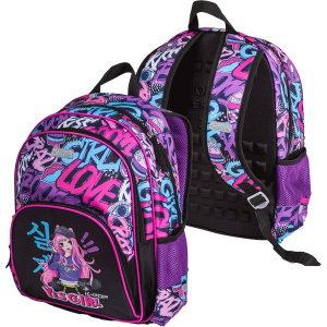 Рюкзак школьный 38*27*17см Attomex "Basic.Yes Girl" полиэстер,1 отд на молн,4 карм,светоотр.