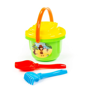 Набор игрушек. Ведро большое, ситечко большое, лопатка, грабельки №5