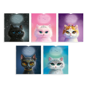 Тетрадь А5 18л кл. Феникс+ "Кошечки-принцессы" выб.УФ-лак, белизна 100%