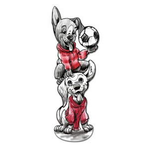 Закладка картонная фигурная "Собачки-футболисты" мат.лам.