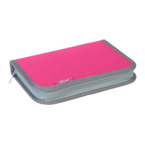 Пенал 1 отд. (190*130*27) молния, ткань "Розовый-серый"