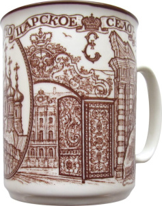 Кружка сувенирная 350 мл  "Царское село" фарфор, кобальт коричн