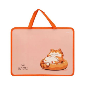 Папка А4 (334*260*80) с ручками, молния, пластик "Мой рыжий кот"