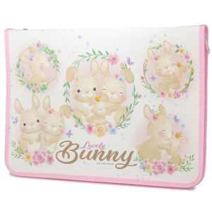 Папка д/труда А4 (325*230*25) 1отд. молния вокруг, пластик "Bunny family"