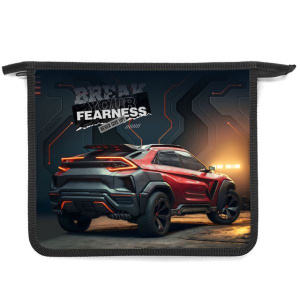 Папка д/тетрад. А5 (240*205*45) 1отд. молния сверху, пластик "Красный кроссовер" диз. с двух сторон