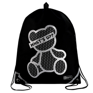 Мешок для обуви 1 отд, 360*480 светоотр. "Серебряный мишка" петля