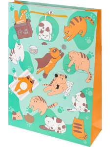 Пакет подар. бумажн. 32*44*10 см, 190гр/м2  Котики