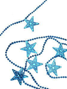 Бусы декоративные  пластик, "Яркие звезды" в индивид. упаковке, синий