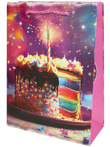 Пакет подар. бумажн. 18*23*10 см, Радужный тортик, 210 гр