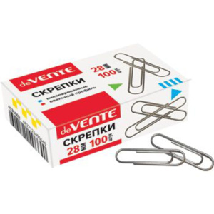 Скрепки 28мм - 100шт. никелированные, овальные, карт.уп.
