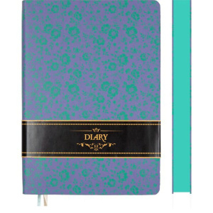 Ежедневник недат. А5 deVENTE Siena 320 стр.,сиреневый с цветами, мягк..обл,иск.кожа, ляссе, 70г/м2