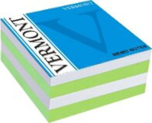 Блок бумаги для записи  (90*90*45мм) цветной, зеленый/белый, пл. 65 г/м2