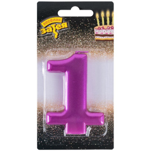 Свеча-цифра "1" Ярко-розовая 8см.