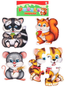 Пазл мягкий 16 элементов "Зверьки"