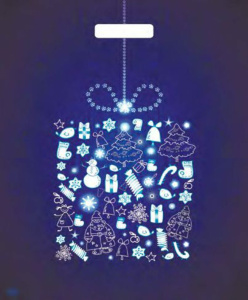 Пакет 47,5*39см (60мк) с вырубной укрепл. ручкой "Ночь" ПВД