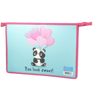 Папка д/тетрад. А4 (325*230*55) молния сверху, ламинат "Сладкая пандачка"