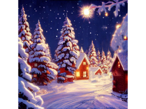 Мозаика алмазная по номерам на холсте 20*20см "Снежные ели" с подрамником