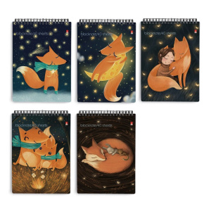 Блокнот А6  40л гребень "Волшебные лисы" клетка