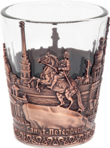 Стопка "Санкт-Петербург" с мет.подставкой медь