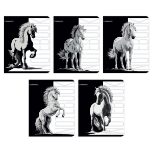 Тетрадь А5  80л кл. Полиграф Принт "Кони" ВД-лак