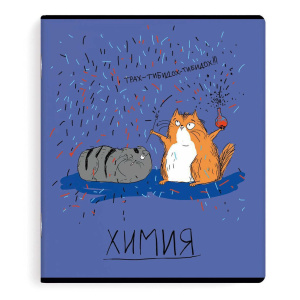 Тетрадь предметная А5 Химия "Любознательные коты" 48л, выб. ТВИН УФ-лак., кл.