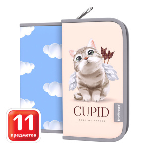 Пенал 1 отд. (205*110*25) молния, ткань, наполнение 11пр. "Cupids"