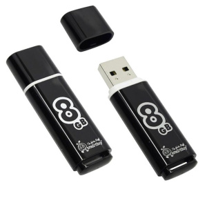 Флеш-драйв  8 GB USB Smartbuy Glossy series Black