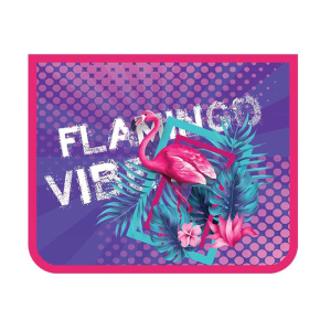 Папка д/тетрад. А5 (230*190*50) 1отд. молния сверху, метализир.картон "Летний фламинго"