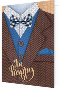 Мини-открытка 5*4см крафт б/т "Фрак"