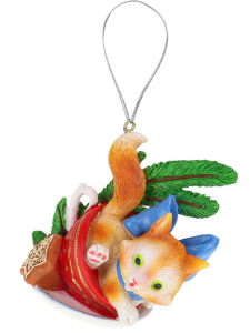 Подвесное украшение  7см "Котик в чашке" из полирезины