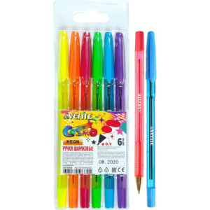 Набор ручек шар. deVENTE. Cosmo  6 цв, 0,7мм, полупрозр.корпус в блистере