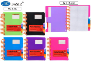 Блокнот А6 пласт.обл. гребень 200л "Office" кл., с разделителями