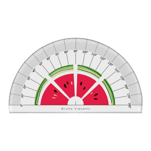 Транспортир 180гр. 8 см пласт. с риснуком "HappyGraphix. Fresh & fruity. Арбуз"