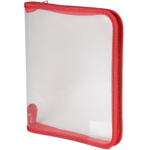 Папка для тетрадей А5 1отд. на молнии вокруг Офис б/цв Красная