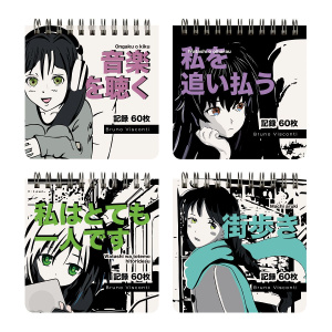 Блокнот 70*70мм пласт.обл.  60л "Pocket journal. Manga anime. City" кл.