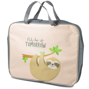 Папка А4 (335*260*60) с ручками, молния, ткань "Забавный ленивец"